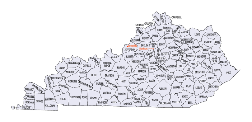 Map of Kentucky counties
